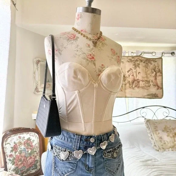 vintage cream bustier‎ womens 34b - Picture 2 of 5